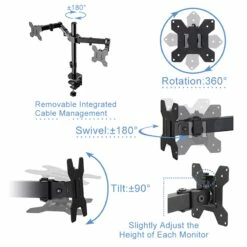Rocelco 46in Adjustable Standing Desk Converter Double Monitor Arm BUNDLE Black 14 Rocelco 46in Adjustable Standing Desk Converter Double Monitor Arm BUNDLE Black -CYMAX Sales 2601971 12 L