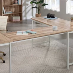 Sauder Bergen Circle Engineered Wood Desk Connector Bridge In Kiln Acacia/Brown 12 Sauder Bergen Circle Engineered Wood Desk Connector Bridge In Kiln Acacia/Brown -CYMAX Sales 2604709 3 L