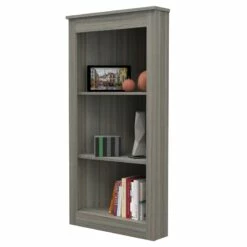 Home Square 2-Piece Set With Computer Desk & Corner Bookcase In Gray Smoke Oak -CYMAX Sales 2605599 10 L