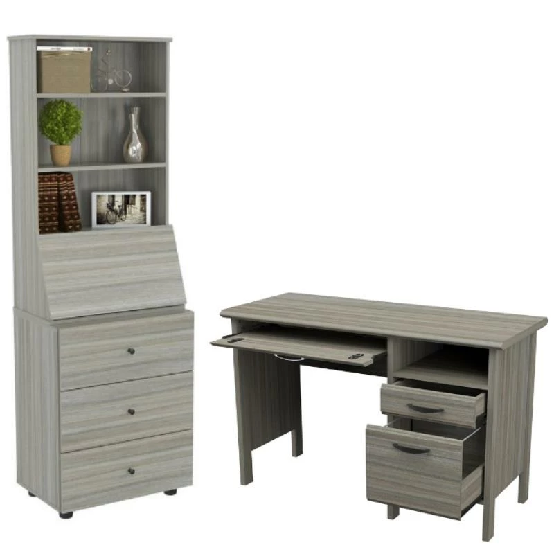 Home Square 2-Piece Set With 2-Drawer Wood Computer Desk & 3 Shelf Bookcase 3 Home Square 2-Piece Set With 2-Drawer Wood Computer Desk & 3 Shelf Bookcase