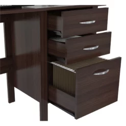 Home Square 2-Piece Set With Writing Desk With Three Drawers & 3 Shelf Bookcase 33 Home Square 2-Piece Set With Writing Desk With Three Drawers & 3 Shelf Bookcase -CYMAX Sales 2607986 15 L