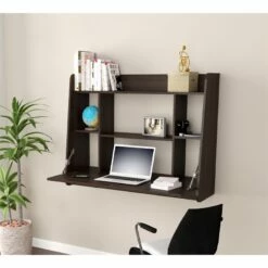 Home Square 2-Piece Set With Wall Mounted Floating Desk And 3 Shelf Bookcase 20 Home Square 2-Piece Set With Wall Mounted Floating Desk And 3 Shelf Bookcase -CYMAX Sales 2607988 4 L