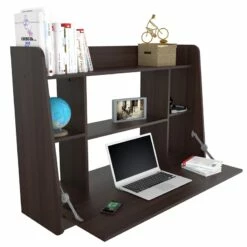 Home Square 2-Piece Set With Wall Mounted Floating Desk And 3 Shelf Bookcase 22 Home Square 2-Piece Set With Wall Mounted Floating Desk And 3 Shelf Bookcase -CYMAX Sales 2607988 6 L