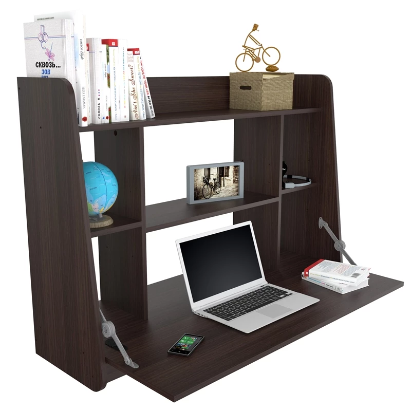 Home Square 2-Piece Set With Wall Mounted Floating Desk And 3 Shelf Bookcase 9 Home Square 2-Piece Set With Wall Mounted Floating Desk And 3 Shelf Bookcase - Image 7
