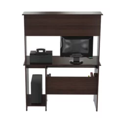Home Square 2-Piece Set With Computer Desk With Hutch And 3 Shelf Bookcase -CYMAX Sales 2607991 10 L