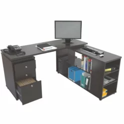 Home Square 2-Piece Set With L-Shaped Computer Desk And 3 Shelf Bookcase -CYMAX Sales 2607994 10 L