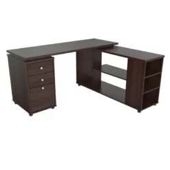 Home Square 2-Piece Set With L-Shaped Computer Desk And 3 Shelf Bookcase -CYMAX Sales 2607994 2 L