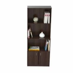 Home Square 2-Piece Set With Reversible Computer Desk And 3 Shelf Bookcase -CYMAX Sales 2607995 9 L