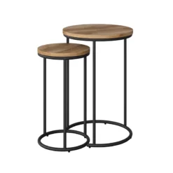 CorLiving Fort Worth Light Brown Engineered Wood 23in Tall Nesting Side Tables -CYMAX Sales 2611398 2 L