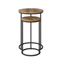 CorLiving Fort Worth Light Brown Engineered Wood 23in Tall Nesting Side Tables -CYMAX Sales 2611398 3 L