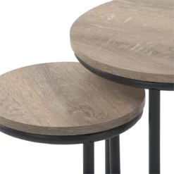 CorLiving Fort Worth Light Brown Engineered Wood 23in Tall Nesting Side Tables -CYMAX Sales 2611398 5 L
