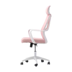 CorLiving Workspace Fabric Mesh Back Pink And White Office Chair -CYMAX Sales 2611411 3 L
