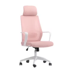 CorLiving Workspace Fabric Mesh Back Pink And White Office Chair -CYMAX Sales 2611411 4 L