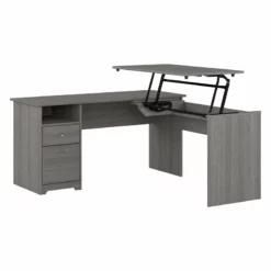 Bush Furniture Cabot 60W 3 Position L Shaped Sit Stand Desk In Espresso Oak -CYMAX Sales 2612177 L 1