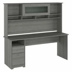 Cabot 72W Computer Desk With Hutch In Ash Gray - Engineered Wood -CYMAX Sales 2612181 L 2