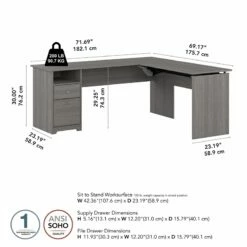 Cabot 72W 3 Position Sit To Stand L Desk In White - Engineered Wood -CYMAX Sales 2612182 4 L