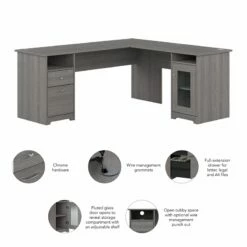 Cabot 72W L Shaped Computer Desk With Storage In Heather Gray - Engineered Wood -CYMAX Sales 2612186 2 L