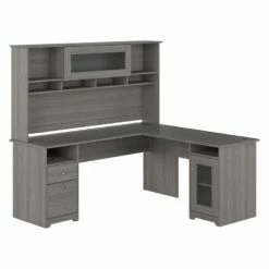 Cabot 72W L Shaped Desk With Hutch And Storage In Modern Gray - Engineered Wood -CYMAX Sales 2612187 L