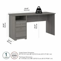 Cabot 60W Computer Desk With Drawers In Modern Gray - Engineered Wood -CYMAX Sales 2612258 4 L