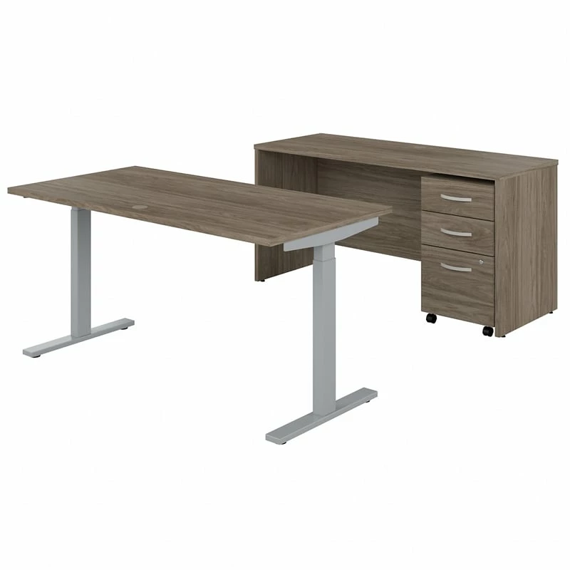 Studio C 60W Adjustable Standing Desk Set In Modern Hickory - Engineered Wood 21 Studio C 60W Adjustable Standing Desk Set In Modern Hickory - Engineered Wood - Image 19