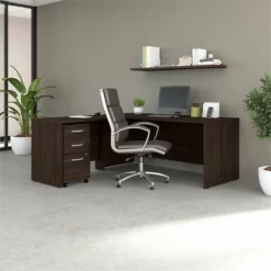 BBF Studio C Engineered Wood L Shaped Desk With Drawers In Black Walnut -CYMAX Sales 2612370 1 L 1