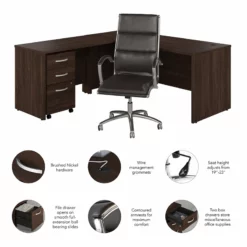 BBF Studio C Engineered Wood L Shaped Desk With Drawers In Hickory Brown -CYMAX Sales 2612370 2 L