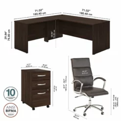 BBF Studio C Engineered Wood L Shaped Desk With Drawers In Black Walnut -CYMAX Sales 2612370 4 L 1