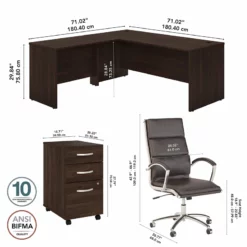 BBF Studio C Engineered Wood L Shaped Desk With Drawers In Hickory Brown -CYMAX Sales 2612370 4 L