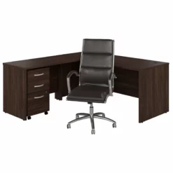 BBF Studio C Engineered Wood L Shaped Desk With Drawers In Hickory Brown -CYMAX Sales 2612370 L