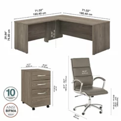 BBF Studio C Engineered Wood L Shaped Desk With Drawers In Black Walnut -CYMAX Sales 2612371 4 L 1