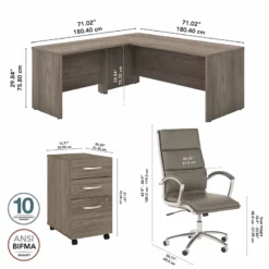 BBF Studio C Engineered Wood L Shaped Desk With Drawers In Hickory Brown -CYMAX Sales 2612371 4 L