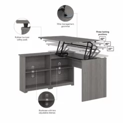 Cabot 52W 3 Position Sit To Stand Corner Desk In White - Engineered Wood -CYMAX Sales 2612401 2 L