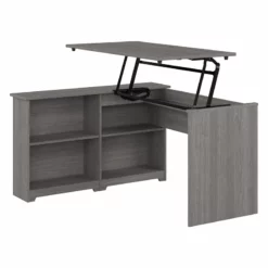 Cabot 52W 3 Position Sit To Stand Corner Desk In White - Engineered Wood