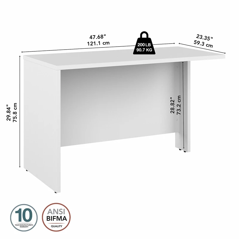 Studio C 48W Desk Return In White - Engineered Wood 6 Studio C 48W Desk Return In White - Engineered Wood - Image 4