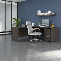 Studio C 72W L Shaped Desk With Drawers In Storm Gray - Engineered Wood -CYMAX Sales 2623523 1 L