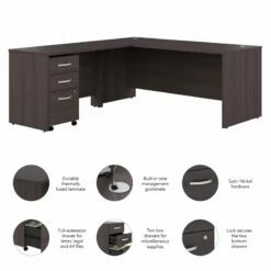 Studio C 72W L Shaped Desk With Drawers In Storm Gray - Engineered Wood -CYMAX Sales 2623523 2 L