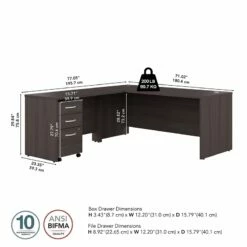 Studio C 72W L Shaped Desk With Drawers In Storm Gray - Engineered Wood -CYMAX Sales 2623523 4 L