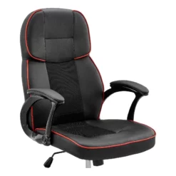 Armen Living Bender 17-21" Faux Leather Racing Gaming Chair In Black/Red