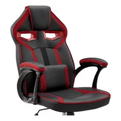 Armen Living Aspect Adjustable Faux Leather Racing Gaming Chair In Black/Red