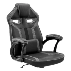 Armen Living Aspect Adjustable Faux Leather Racing Gaming Chair In Black/Gray