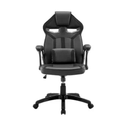 Armen Living Aspect Adjustable Modern Faux Leather Racing Gaming Chair In Black -CYMAX Sales 2628418 4 L