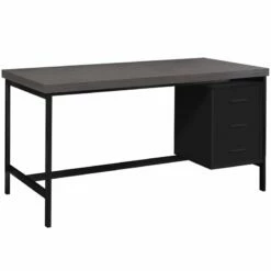Pemberly Row 60" Modern Sturdy Wooden Writing Desk In Black And Gray