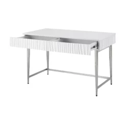 Treasure Trove Miranda Coastal 2 Drawer Writing Desk- Glossy White -CYMAX Sales 2632158 2 L