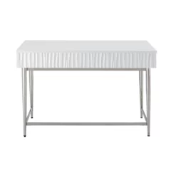 Treasure Trove Miranda Coastal 2 Drawer Writing Desk- Glossy White -CYMAX Sales 2632158 3 L
