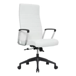 LeisureMod Hilton Modern High Back Leather Conference Office Chair In Gray -CYMAX Sales 2633321 L