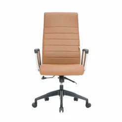 LeisureMod Hilton Modern High Back Leather Conference Office Chair In Tan -CYMAX Sales 2633322 1 L 1
