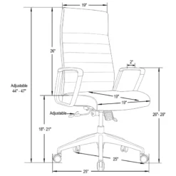 LeisureMod Hilton Modern High Back Leather Conference Office Chair In Gray -CYMAX Sales 2633322 10 L