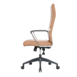 LeisureMod Hilton Modern High Back Leather Conference Office Chair In Gray -CYMAX Sales 2633322 5 L
