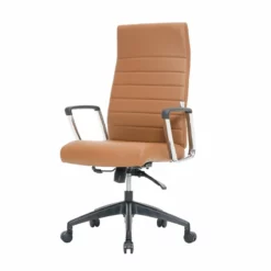 LeisureMod Hilton Modern High Back Leather Conference Office Chair Light Brown -CYMAX Sales 2633322 6 L 2