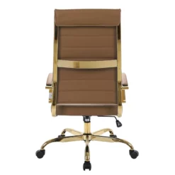 LeisureMod Benmar High-Back Leather Office Chair With Gold Frame In Gray -CYMAX Sales 2637815 5 L